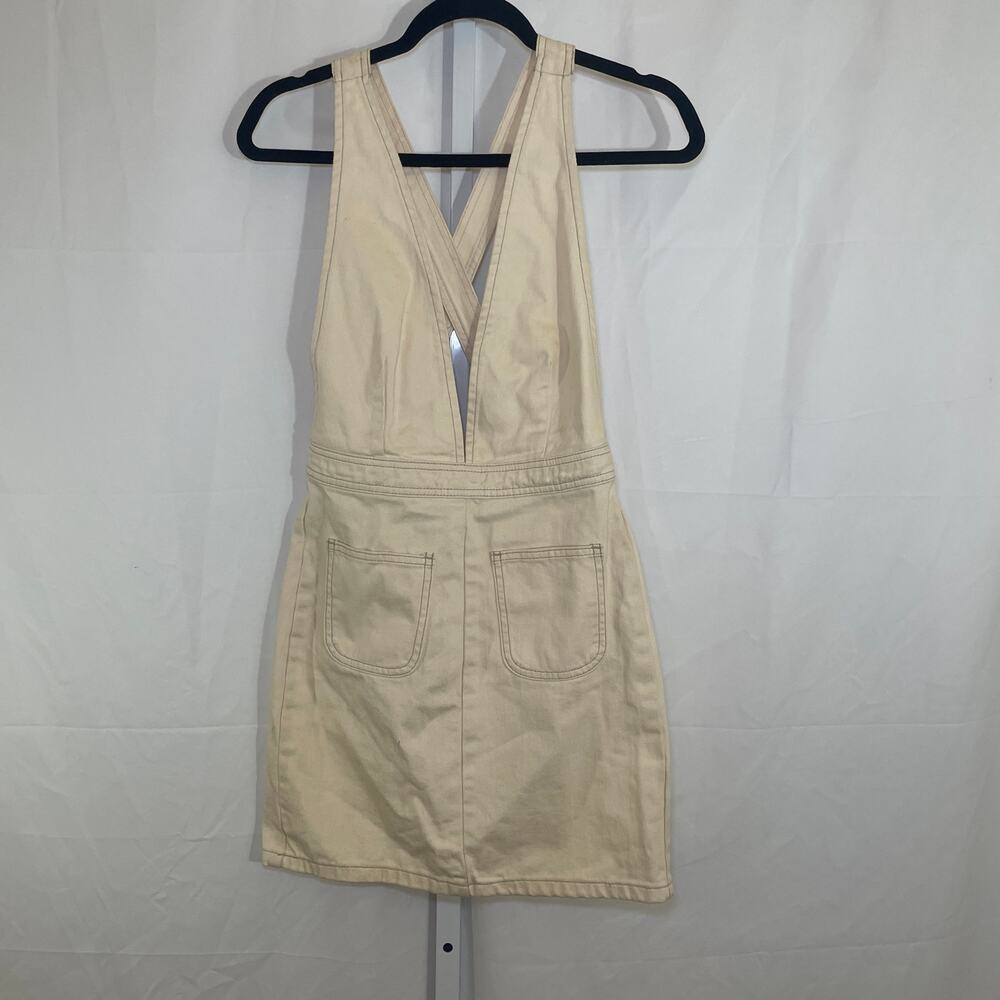 BDG Plunge V-Neck Denim Mini Dress - Women Size 0 - Cream
